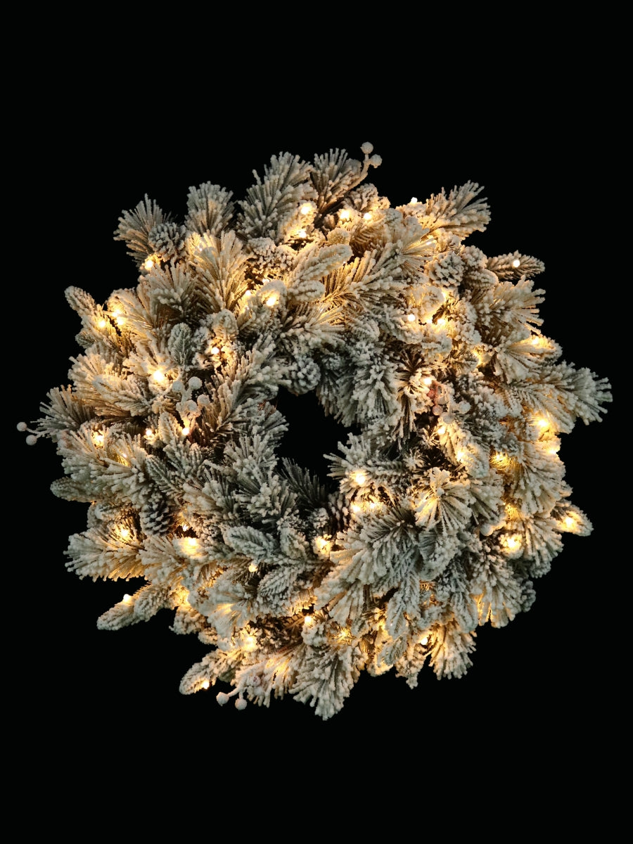 30'' Flocked Vermont Pine Wreath